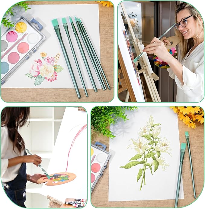 6Pcs Acrylic Paint Brush Set, Watercolor Brushes, Nylon Paint Brushes Set for Acrylic Painting, Versatile Paints Brushes for Crafts, All Purpose Oil Watercolor Painting Beginner Kits