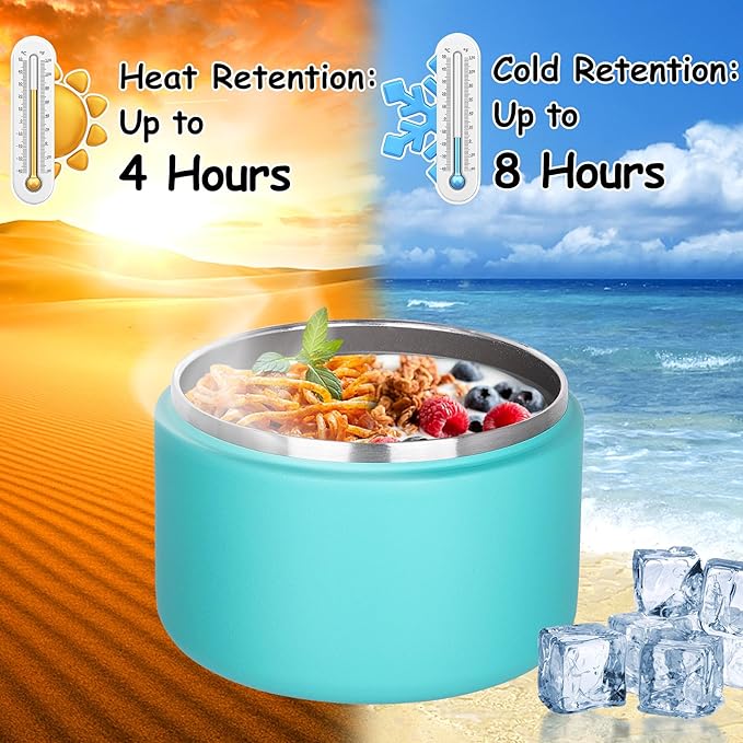 Pawtong 12oz Insulated Vacuum Food Jar with Buckle Lid Wide Mouth Soup Thermo for Hot Food Kids Leakproof Stainless Steel Lunch Container