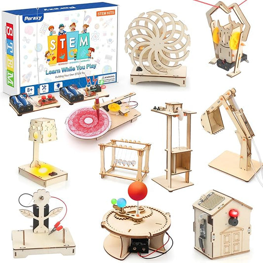 11 in 1 STEM Kits for Kids 8-10-12, Toys for Ages 8-13, Gifts for 8 9 10 11 12 13 Year Old Boys and Girls, Wooden 3D Puzzles, STEM Projects, Science Educational Crafts Building Kits