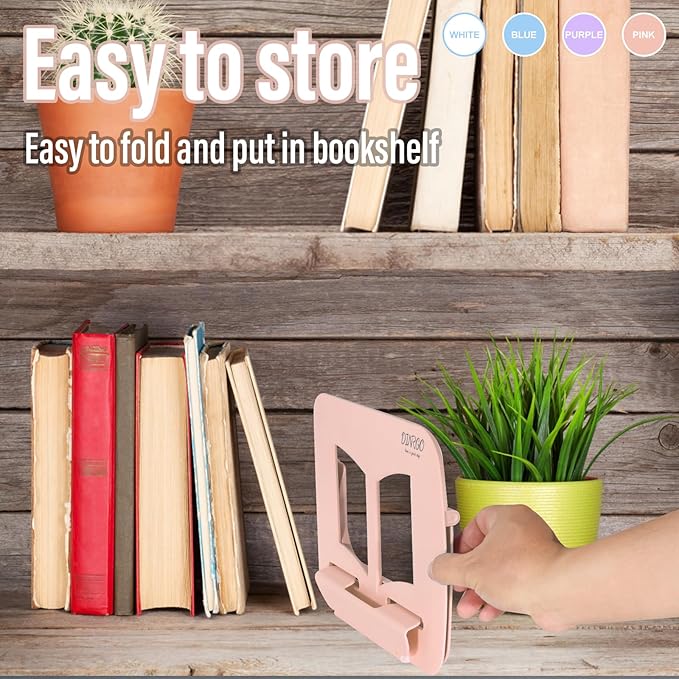 4Pack Book Stand - Waterproof Book Holder, Lightweight, Hands Free (Blue, Purple, Pink, White, 11.82" * 8.26")