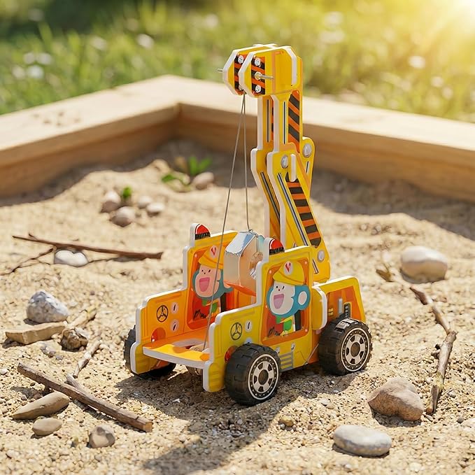 STEM Gravity Crane Science Experiment Kit, Kids DIY Pulley & Lever Physics Model, Learn Potential & Kinetic Energy Conversion, Build Hands-On Engineering Skills