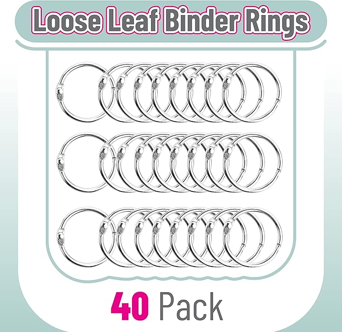 Mr. Pen- Loose Leaf Binder Book Rings, 1 Inch, 40 Pack, Metal Binder Rings for Index Cards, Keychains, School, Home, Office, Silver
