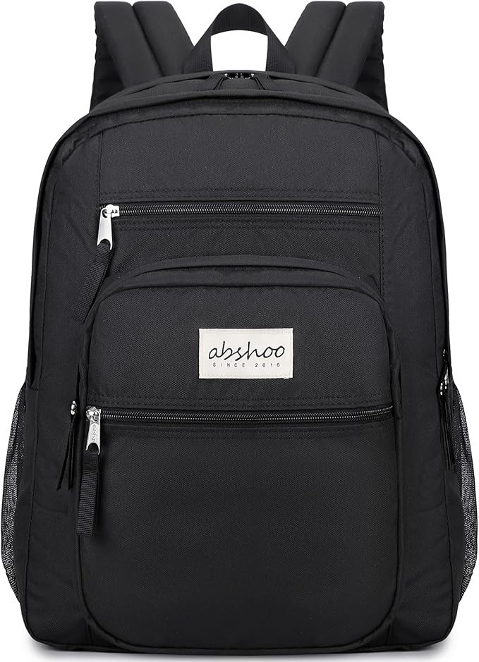 abshoo 34L Large Backpack for School Water Resistant Women Men Bookbag For College, Middle High School, Travel (Black)