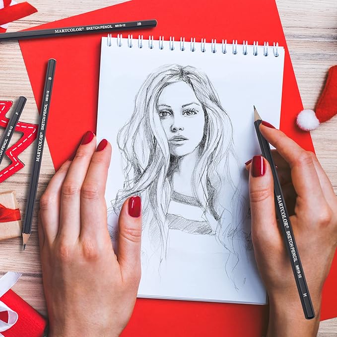 MARTCOLOR Drawing Sketching Pencils Set, 12 Pack Graphite Pencils(14B - 2H), Ideal for Drawing Art, Sketching, Shading, Artist Pencils for Beginners & Pro Artists