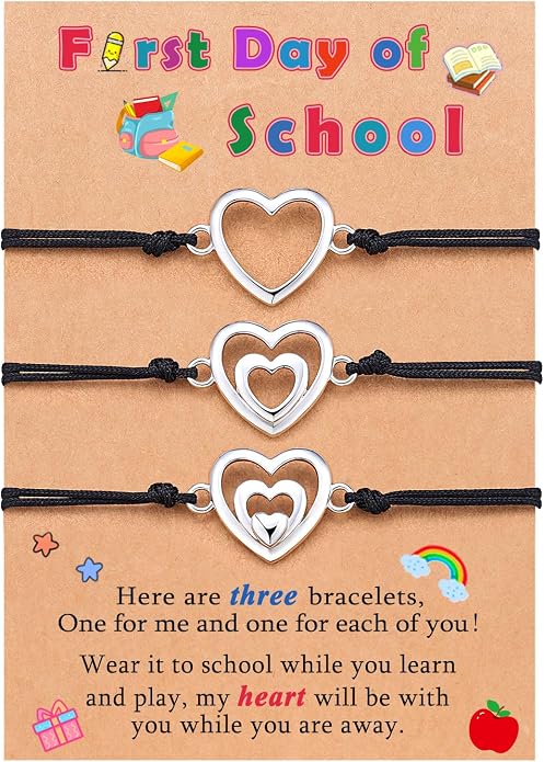 3PCS First Day of Preschool/Kindergarten/1st Grade Gift, Back to School Bracelets Set for 3