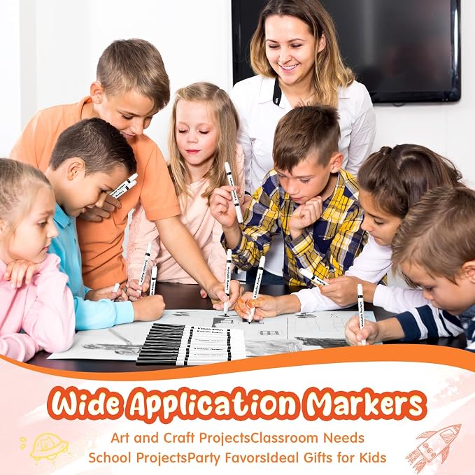 120 Count Line Washable Markers Bulk Black Washable Markers Black Fine Tip Pens Set for Kids Art School Supplies, Classroom Bulk Pack Teacher Classroom Must Have