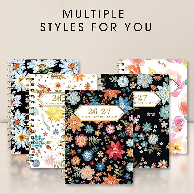 Planner 2026-2027, Academic Year Planner - Daily, Weekly & Monthly Calendar, Jul 2026 - Jun 2027, 6.3" x 8.5", Spiral Notebook with Tabs, Stickers & Inner Pocket, Ideal for School, Office, Home