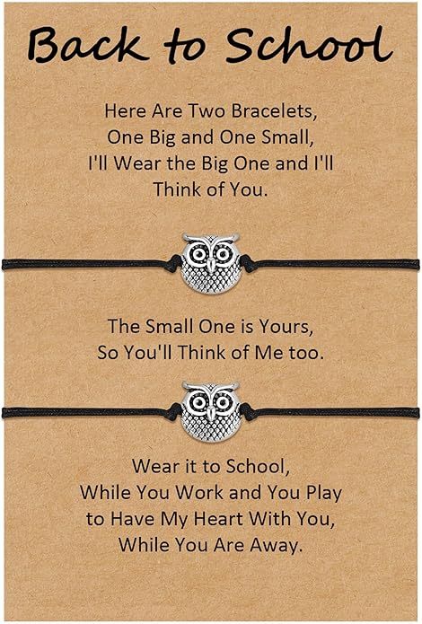 Back to School Gifts Mommy and Me Bracelet First Day of School Matching Wish Bracelets Set for Mother Daughter Son Women Teen Girls Boys Jewelry Gift