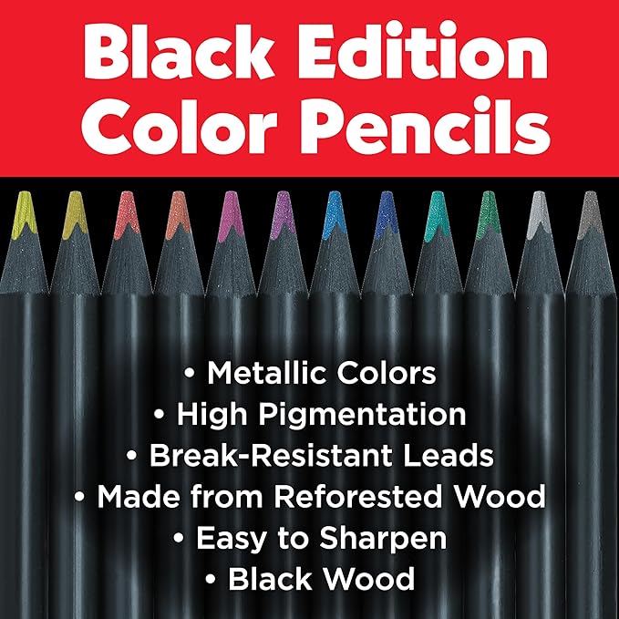 Faber-Castell Black Edition Colored Pencils: 12 Metallic | Spring Craft Supplies