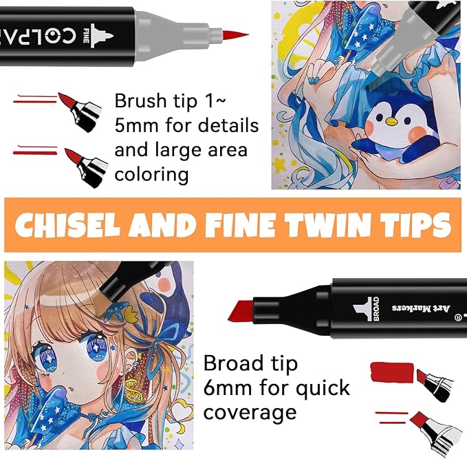 colpart 120 Colors Alcohol Markers Brush Tip Dual Tip Art Markers for Kids Marker Pens with Pen Holder and Case for Adult Coloring Painting Perfect for Painting,Sketching and Drawing Christmas Gift