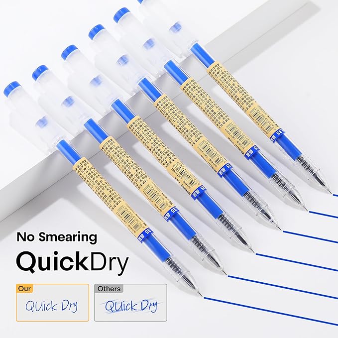 RIANCY 12 Pack Blue Gel Ink Pens, 0.35mm Extra Fine Point Tip, Japanese Style Stationery Quick Dry No Smear No Bleed, Smooth Writing Pens Ballpoint for Journaling Note Taking Office School Supplies