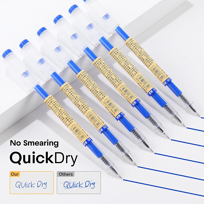 Japanese Style Blue Gel Ink Pens, 0.35mm Extra Fine Point, No Smudge Quick Drying, Japanese Ink Pen for Journal Planners, Thin Notebook Paper, Office School Supplies, 24 Pack, Writing Drawing