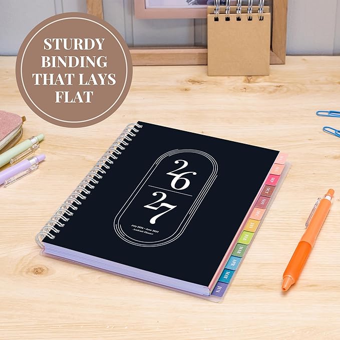 Rileys Academic Planner 2026-2027, Daily, Weekly & Monthly Planner, July 2026 - June 2027, Student Notes Pages, Twin-Wire Binding, Weekly Agenda for School & Work (8 x 6-Inches, Black)