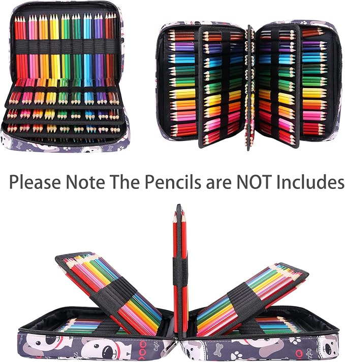 Coloring Pencil Case 220 Slots Pencils/Gel Pens Organizer Waterproof Travel Case Zipper Carrying Portable Pencil Markers Pen Holder Bag for Painter Writers