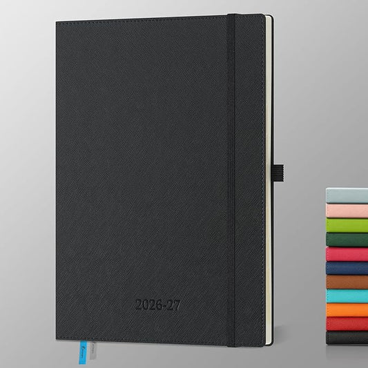 Weekly Monthly 2026-2027 Planner (July 26-Dec 27),11.5"x8.5",18 Months Agenda Plan with Month Tabs & Pocket,Expenses/Note Pages, Academic Calendar with Vegan Leather Cover,Black