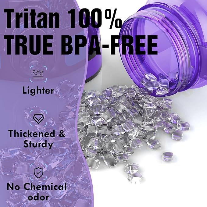 OLDLEY Water Bottle, 32oz Motivational Sports Water Bottle with Time Marker - Times to Drink - Tritan, BPA Free, Wide Mouth Leakproof, Anniversary Birthday Gifts for Men Women, Deep Purple (1 Bottle)