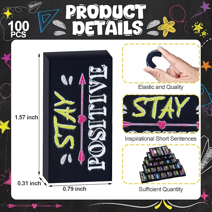Dunzoom 100 Pcs End of Year Inspirational Pencil Erasers Bulk for Kids Back to School Fun Motivational Eraser School Office Supplies for Students Classroom Office Teacher Artists(Colorful Chalkboard)