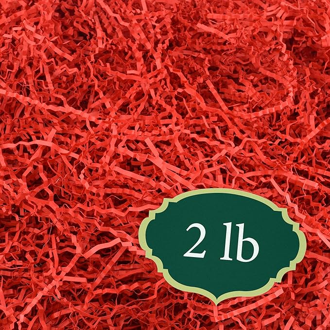 Arcadia Garden Products 2 lbs - Red Crinkle Shredded Color Paper Filler Box Stuffing for Gift Wrapping & Crafts, Basket Filling, Confetti, Packaging & Shipping - RPC02RD