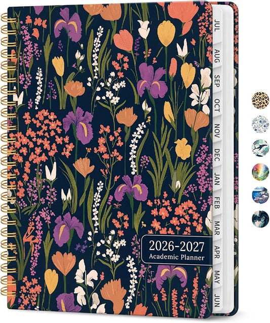 Planner 2026–2027, Weekly & Monthly Academic Organizer for School Year, Jul 2026–Jun 2027, Hardcover Planner with Tabs, Back to School Essential, 6.3" x 8.5", Wild Harmony