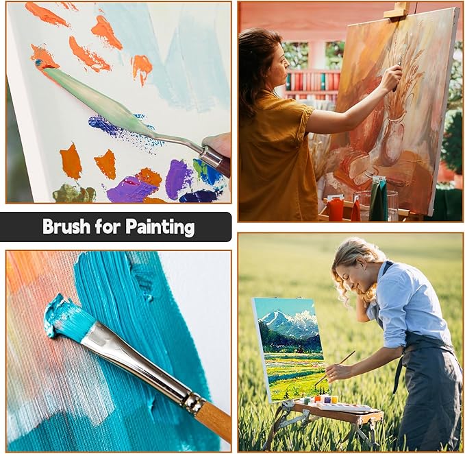 Halobios 25pcs Paint Brush Set, Professional Paint Brushes with Canvas Roll and Palette Knife, Acrylic Paintbrush Kit for Artist,Watercolor,Oil,Gouache