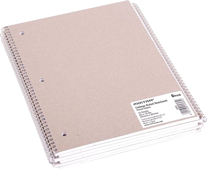 Mintra Office Spiral Notebooks Set - Pastel Colors, College Ruled, Journals for School, Work, Business, Aesthetic Stationery, Writing Pad, Teacher & Student Supplies, 70 Sheets Each, 24-Pack