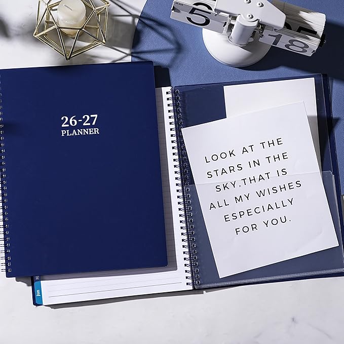 Academic Planner 2026-2027- 2026-2027 planner weekly and monthly, Jul.2026-Jun.2027, 9"×11", Planner 26-27 Weekly and Monthly Planner with Inner Pocket, Colorful Tabs, Twin-wire Binding - Navy