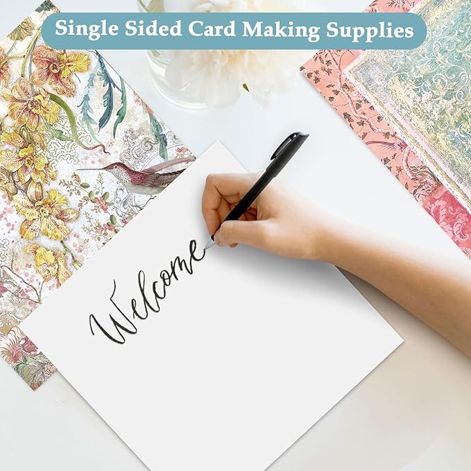 Scrapbook Paper,24 Sheets 6"x 6" Vintage Scrapbook Supplies,Single-Sided Pattern Decorative Cardstock Paper for Junk Journal,Card Making,DIY Album, Art Journaling,Decoupage Craft,Orchids and Cat