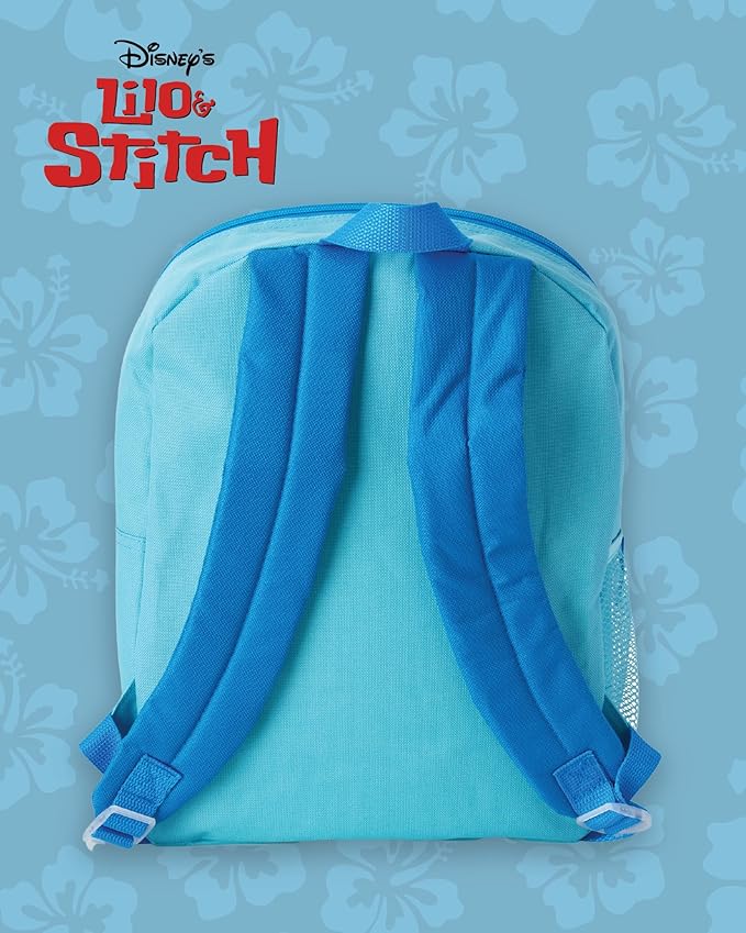Fast Forward Stitch Kids Backpack and Lunch Box Set - 14 Inch Boys & Girls Backpack with Lunch Box for Preschool Kindergarten, Stitch Blue