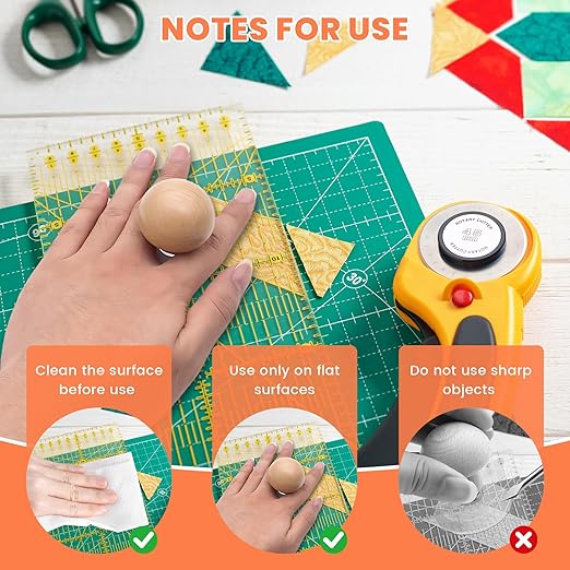 2 Pcs Ruler Knob - Wooden Handle, Ruler Grip Handle with Strong Suction Cup Grip – Comfortable Quilting Ruler Holder for Patchwork for Quilters Sewists & DIY Enthusiasts