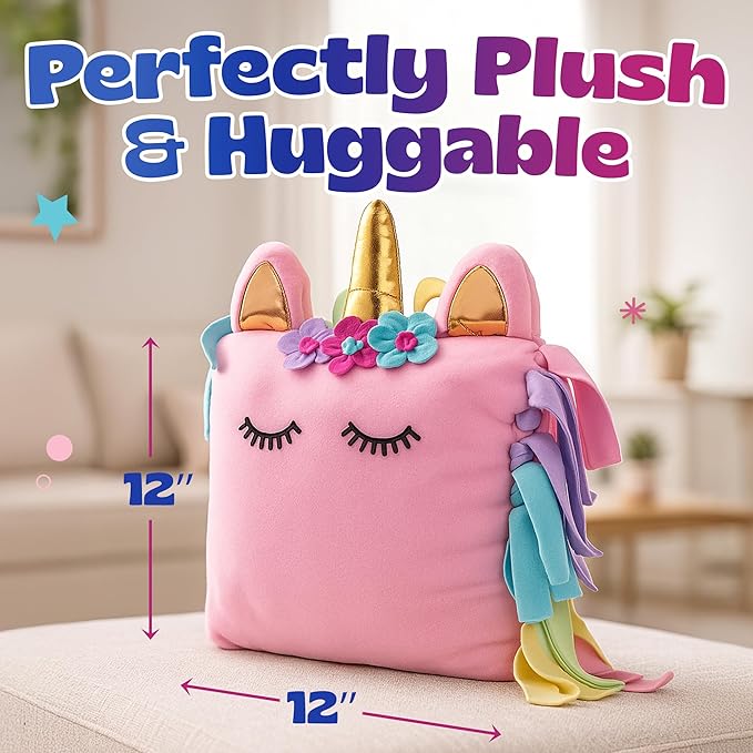 Unicorn Pillow Kit - No Sew Unicorn Craft Kit - Gifts for Girls, Arts and Crafts for Kids Ages 4-8 - Unicorn Toys for 6 Year Old Girl Gifts, Birthday, Easter, Toddlers, Teens