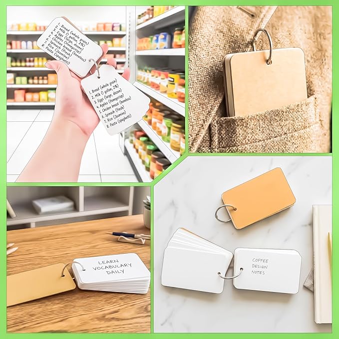 400 PCS Flash Cards 2 x 3 Inch Index Cards with Ring,Portable Blank Note Card Flashcards,Mini Blank Flash Cards White Note Pad 2 x 3 Index Study Notecards for School Office Supply