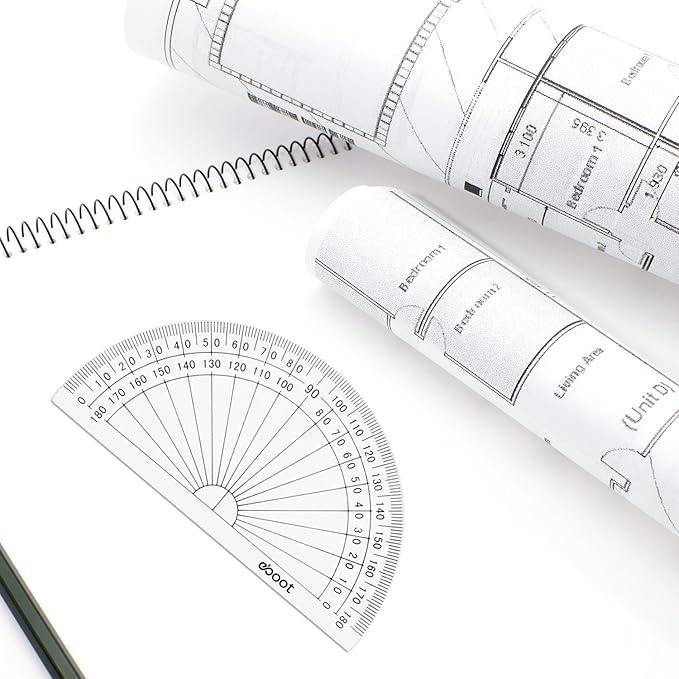 eBoot 28 Pack Clear 180 Degree Plastic Protractors for Angle Measurement, 10 cm