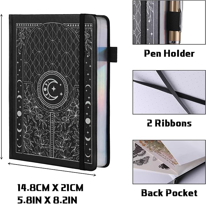 TIEFOSSI Dotted Journal Notebook, 160gsm 256 Numbered Thick Paper, A5 Hardcover Dotted Grid Diary for Women Men Work Writing, Journaling, Drawing, 5.8 x 8.3 in