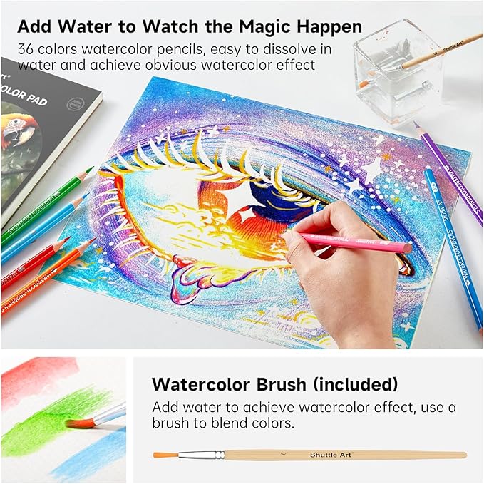 Shuttle Art Professional Drawing Kit, 123 Pieces of Drawing Pencils Set Includes Colouring Pencils, Watercolor, Charcoal, Graphite and Sketch, Ideal for Adults Children Artists