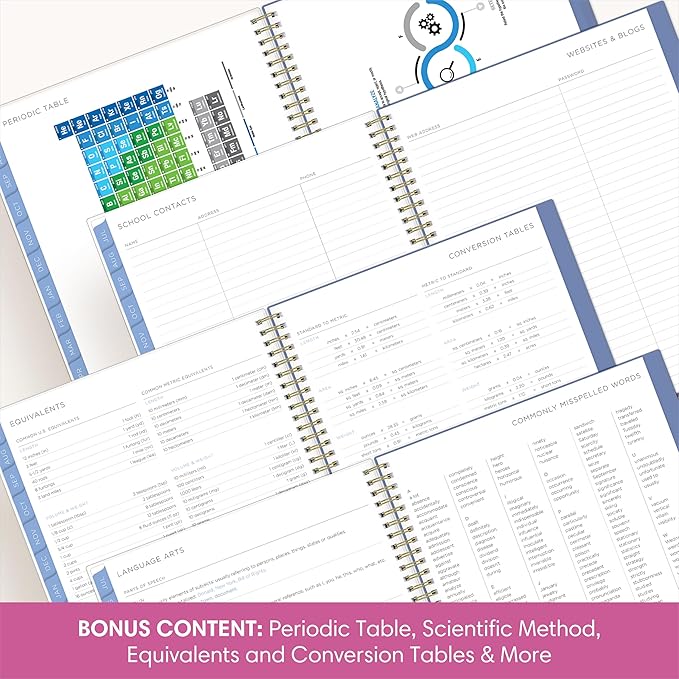 Blue Sky Kelly Ventura 2026-2027 Weekly and Monthly Academic Year Student Planning Calendar, July 2026 - June 2027, 8.5" x 11", Flexible Cover, Wirebound, Laminated Tabs, Storage Pocket, Magnetic & Snap In Book Marks, Includes Stickers, Blooming