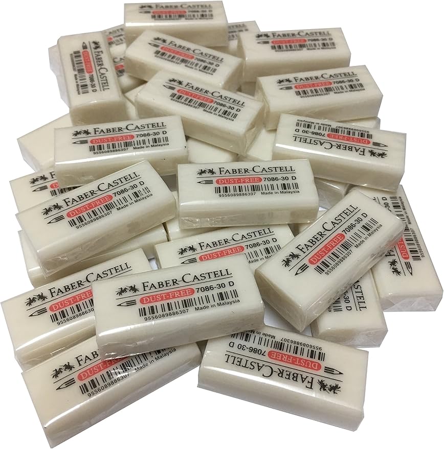Faber-Castell Pencil Eraser, Extra Soft, Dust Free, Clean Erasing, Excellent, Minimal Crumbling, Pack of 5 (4 x 1.9 x 1.2 cm)