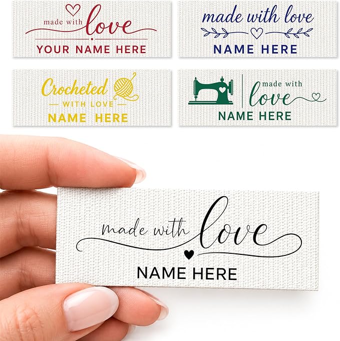 50-1000PCS Custom Fabric Labels, Personalized Sewing Labels for Handmade Items, Made with Love Sewing Labels, 20x57mm (A1)