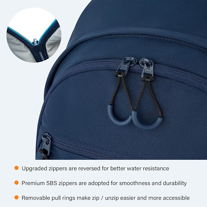 HanTrip 18 Inch Carry on Travel Backpack with Lots of Pockets, Navy Blue | 15.6 Inch Laptop Sleeve, Luggage Strap, Water Bottle Pocket, 28 Liters, Lightweight, Water Resistant, 18x14x8 Medium Bookbag