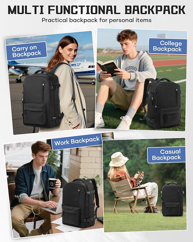 WONHOX Large Travel Backpack Carry on Flight Approved Laptop Work Business Backpack for Women Men Mochila de Viaje