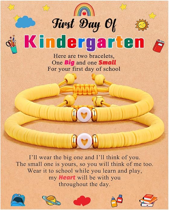 UPROMI First Day of Preschool/Kindergarten/1st Grade/2nd Grade/School Gift, Back to School Bracelet Mommy and Me Dad and Son