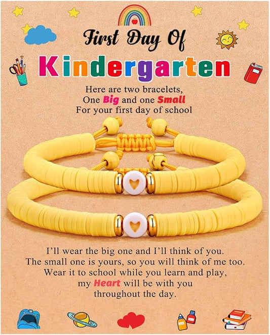 UPROMI First Day of Preschool/Kindergarten/1st Grade/2nd Grade/School Gift, Back to School Bracelet Mommy and Me Dad and Son