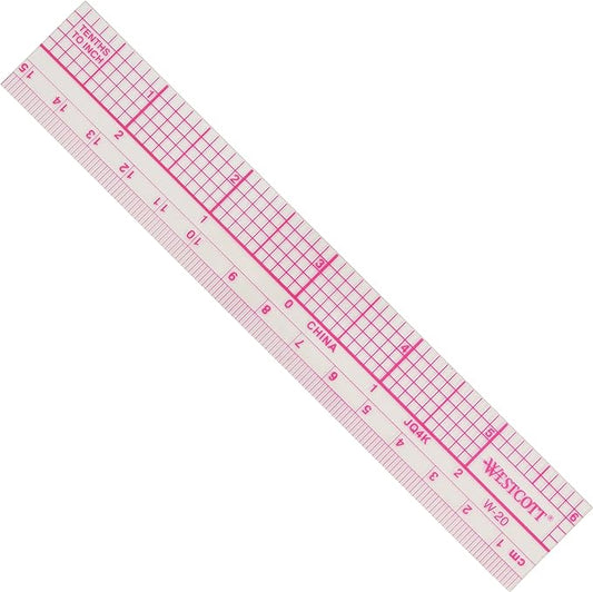 Westcott Transparent 10ths Graph Ruler, Dual Scales, Zero-Centering, Back-to-School, School Supplies, Classroom Supplies, 6-Inch