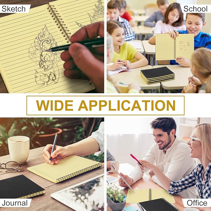 Yahenda 6 Pcs Spiral Notebooks, 1 Subject, Wide Ruled, Yellow Inner Pages