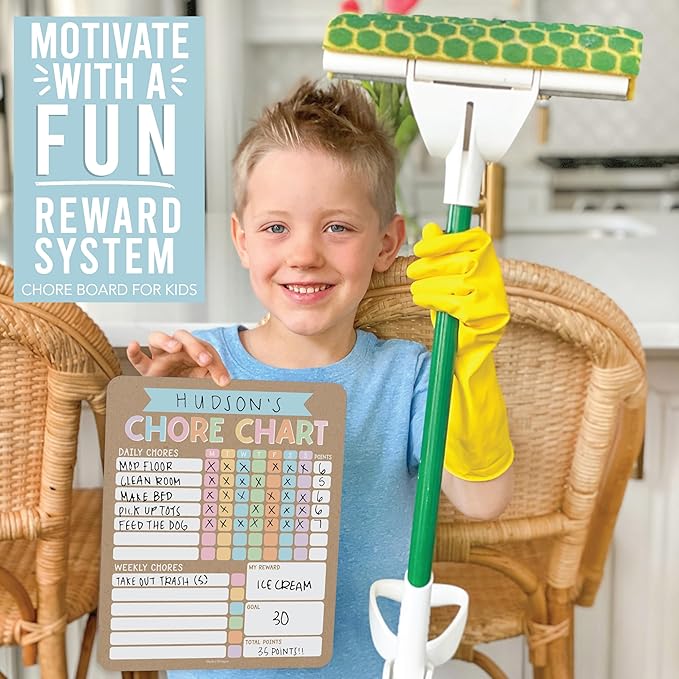 Hadley Designs Magnetic Chore Chart for Kids Multiple Kids – Dry Erase Chores Chart for Adults and Teens, Responsibility Task List for Family, Fridge Task Board Tracker at Home, Kraft Chore Board