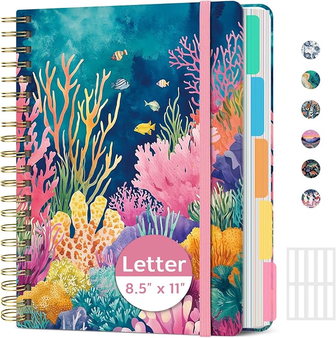 ZOTIA Large Spiral Notebooks for Work 5 Subject with Removable Dividers
