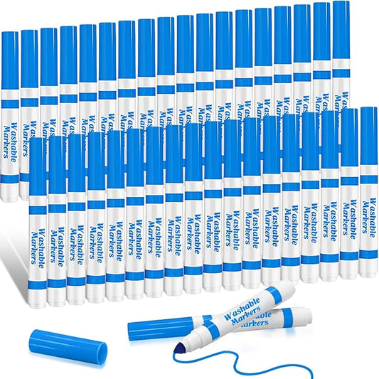 36 Pcs Light Blue Washable Markers Bulk Coloring Broad Line Marker for Kid Light Blue Conical Tip Drawing Pen for Christmas School Travel Art Baby Shower Gender Reveal Party Supplies, Ages 6+