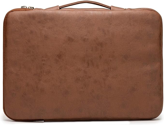 Kinmac 360 Degree Protective Laptop Sleeve Case Bag with Handle for MacBook Air 15 inch and 15 inch-15.6 inch HP Lenovo Dell ASUS Acer Laptop (Coffee PU)