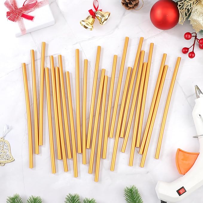 72pcs Metallic Gold Hot Glue Sticks, 0.27"x8" Mini Glue Sticks Colored for Wedding Cards, Crafting, Sealing Wax Stamp, Decoration, Art, DIY, Car Dent Repair