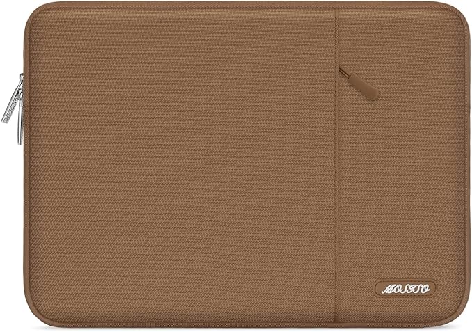 MOSISO Laptop Case 16 inch, 15-15.6 inch Laptop Sleeve Compatible with MacBook Pro 16 M5 M4 M3 M2 M1, HP Acer Dell Lenovo ASUS, Polyester Vertical Computer Sleeve Bag with Pocket, Mocha
