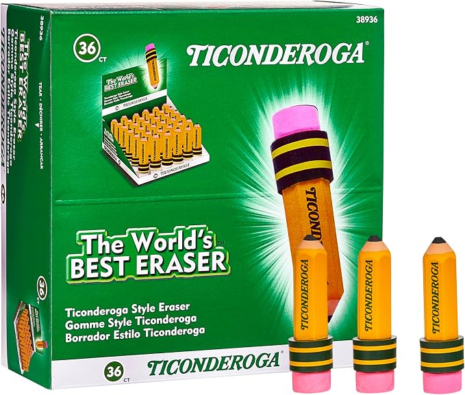 TICONDEROGA Erasers, Pencil Shaped, Yellow (38936) (Pack of 432)